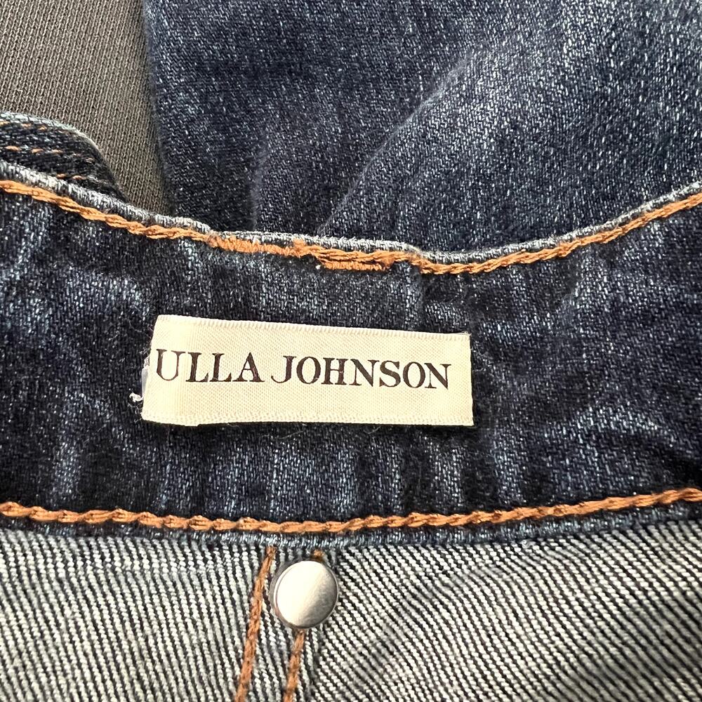 Ulla Johnson Waverly Jeans Size 6 Cotton Belted Dark Wash Blue Embroidered - Picture 8 of 14